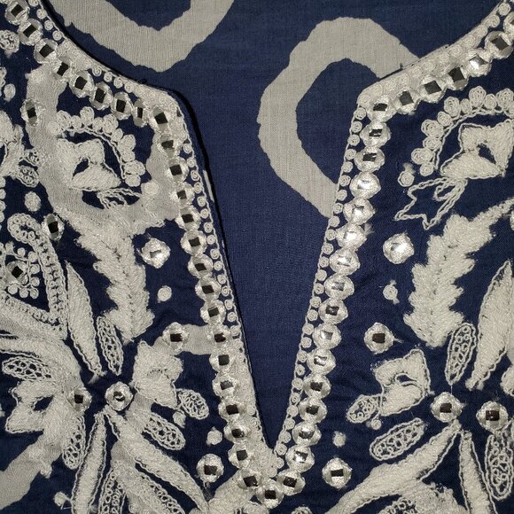 Karen Kane Embroidered Tunic, Navy Cotton Voile – NWOT - Picture 3 of 8